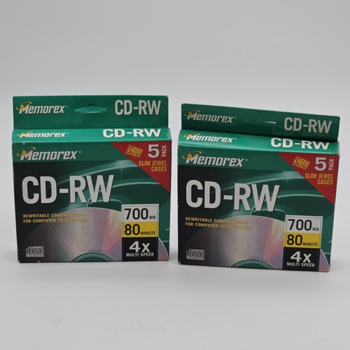 Memorex CD-RW 4x 700MB 80 Min Rewritable Compact Discs Blank Music (2x 5-Packs) - Picture 1 of 10