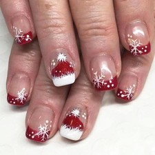 Christmas Press on Nails Short Square Fake 1 Fl Oz Pack of 1 , Multicolor