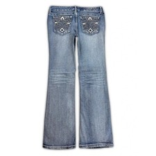 Ariya Jeans Denim Blue Womens Large Y2K Embroidered Low Waist Flare