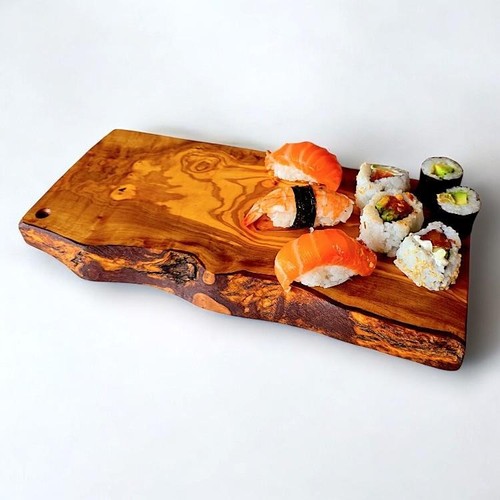 Rectangular Live Edge Olive Wood Board Rustic Charcuterie Platter Natural Edge - Picture 5 of 17