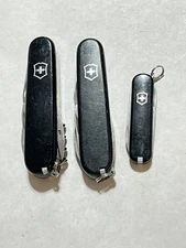 Lot of 3 Victorinox Black Swiss Army knives - Camper - Tinker - Classic