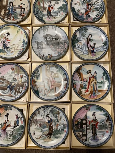 11 Piatti Porcellana Cinese Bellezze della Dimora Rossa Imperiale Jingdezhen + 1 - Foto 2 di 13