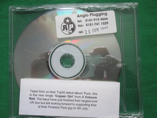 3 COLOURS RED - COPPER GIRL - CREATION RECORDS - 1 TRACK - CD PROMO - Imagen 2 de 2
