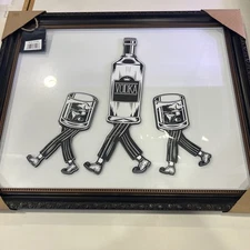 3-D Walking Vodka, Bottle, And Glasses 19 X 23 Great For Bar/Game Room/Man Cave￼