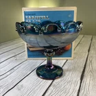 Vintage 70s Indiana Glass Blue Iridescent Carnival Glass Garland Bowl 2892 NIB.