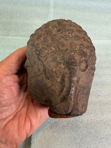 Authentic Vintage Small 5" By 3 1/2" Hand Carved Stone Buddha Head #B - Picture 4 of 7