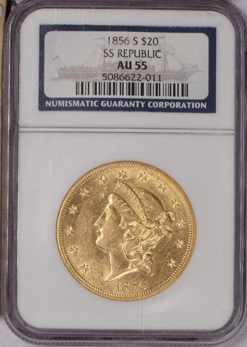Photo of a 1856-S Liberty Double Eagle from an eBay listing that sold on Jul 22, 2026