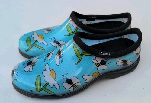 SLOGGERS Women's Sz 9 EU Garden Yard Water Rain Shoes Clogs Bees & Flower Design - Picture 12 of 12