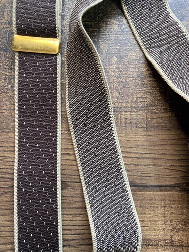 Suspenders Mens Burgundy Red/Stripes & Brown - 1 Germany 1 unknown - 1" Width - Imagen 2 de 5