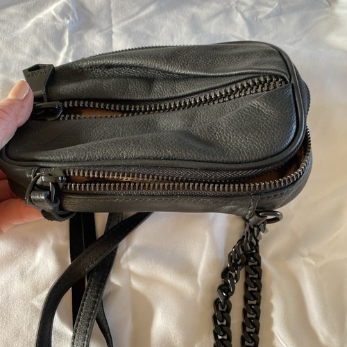 Aimee Kestenberg Black Leather Mini Crossbody Bag Shoulder Purse With top Handle - Picture 9 of 11