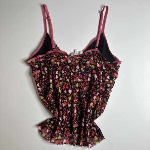 Kookai Y2K Sheer Mesh Heart Print Cami Top 2 Coquette McBling Emo Fairycore S - Bild 4 von 9