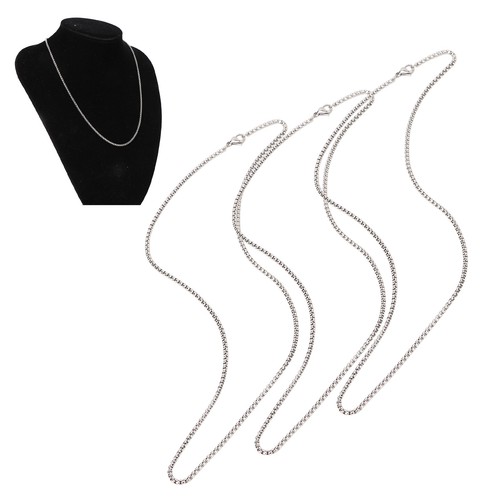 3Pcs Steel Necklace 19.7in Long 0.1in Thick Stylish Design High Pol NAU - Picture 20 of 23