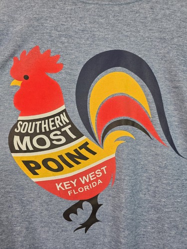 Southern Most Point Key West Florida Shirt Size Large Blue Rooster Cock T-Shirt - Picture 7 of 9
