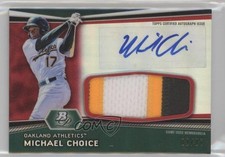 2012 Bowman Platinum Relics Red Refractor /25 Michael Choice Jumbo Patch Auto