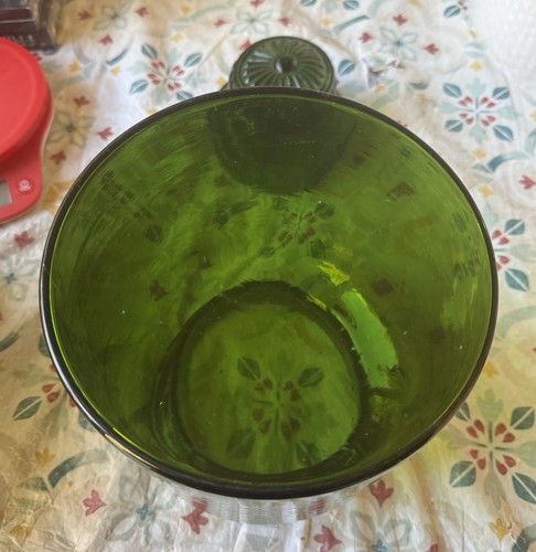 Vintage Takahashi Green Hand Blown Glass Apothecary Jar Canister 10.7” w/Lid - Picture 6 of 6