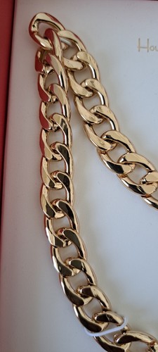 HOUSE OF HARLOW 1960 CHUNKY STATEMENT TOGGLE NECKLACE GOLD PLATED UNWORN BOXED - Picture 2 of 16