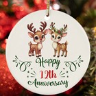 Happy 12th Anniversary Ornament Cute Reindeer Couple 12 Year Love Christmas Gift