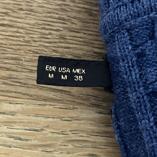 £125 MASSIMO DUTTI MENS MEDIUM NAVY CASHMERE BLEND CABLE KNIT SHAWL JUMPER B2 - Picture 10 of 10