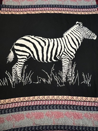 Zebra Woven Throw Blanket With Fringe 66" x 46" Safari Reversible Soft Burgundy - Picture 6 of 8