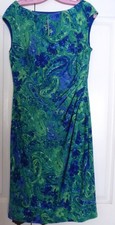 New Ralph Lauren Dress Sleeveless Boat Neck Cinched Waist Artsy Size 12