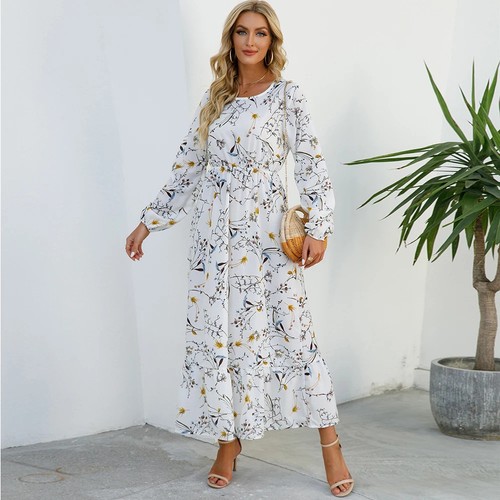 Women Maxi Dresses Sping Autumn Bohemian Casual Full Sleeve High Waist Beach - Picture 38 of 38