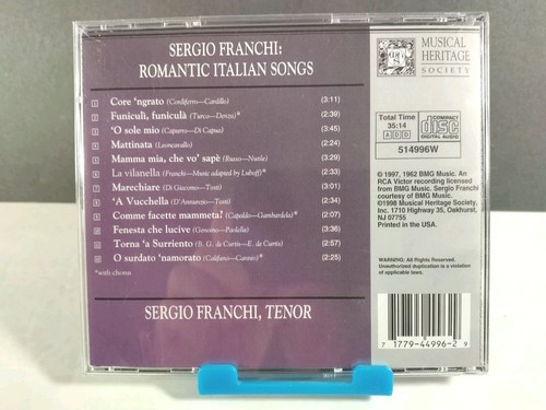 Sergio Franchi - Romantic Italian Songs (CD) Tenor - NEW Sealed - Imagen 2 de 3