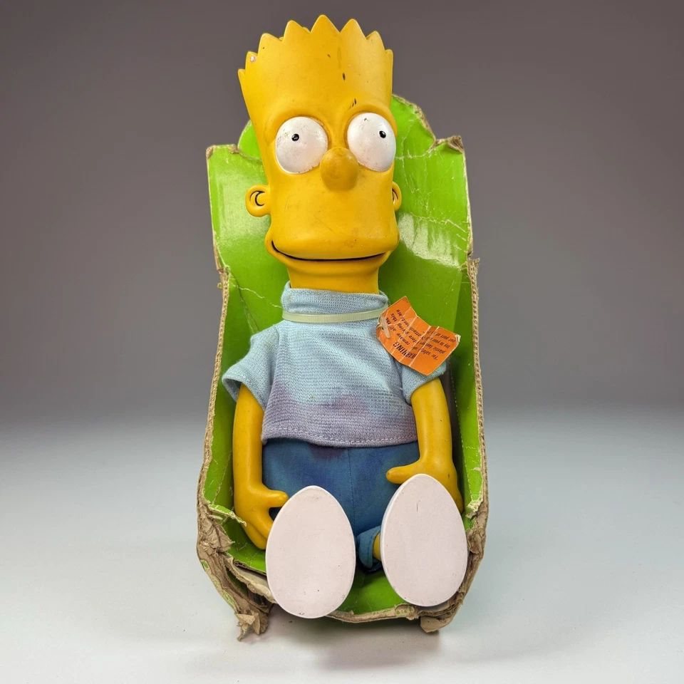 Muñeca de peluche Bart Simpson 1990 vintage con cabeza de vinilo - caja original Dan Dee - leer Foto 2 de 4