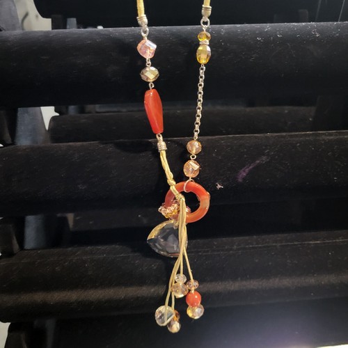 Murano Crystal Necklace Pendant Drops Venetian Glass Cord Adj. VTG STUNNING Boho - Picture 14 of 20