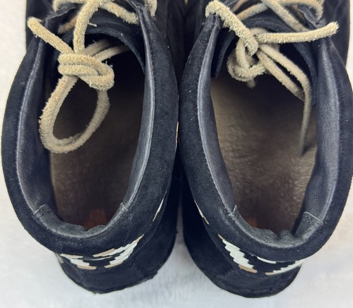 UGG Australia Mujer Negro Gamuza Cuero Mocasín Con Cordones Botín Botín 8 Azteca - Imagen 11 de 17