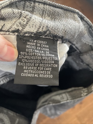 Jeans uomo Young Rich & Famous grigio stampa denaro contante taglia 36 misura 38X33 CE9 - Foto 11 di 19