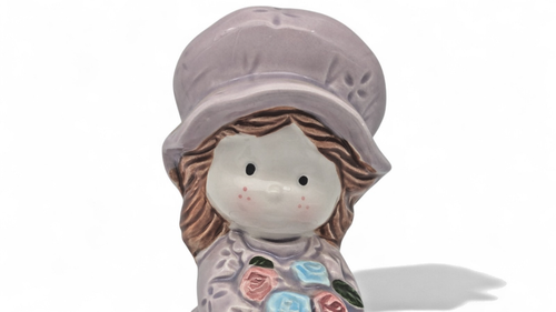 Vintage Porcelain Prairie Girl Purple Dress Collectible by SF Music Box Company - Picture 10 of 14