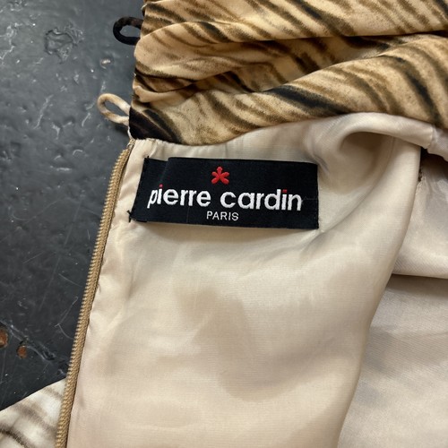 PIERRE CARDIN Halter Style Dress Brown Stripe geo print Size 34 Med - FREE POST - Picture 15 of 20