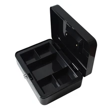Pen + Gear 10 inch Metal Cash Box with Money Tray and Key Lock, Black, YFC-25