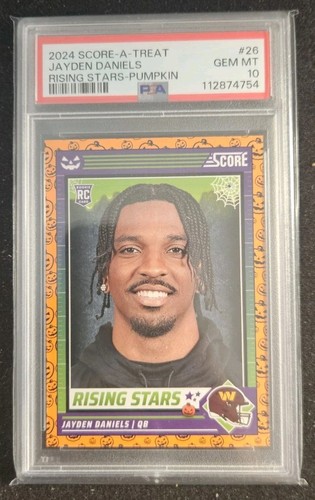 2024 Score-A-Treat Rising Stars Pumpkin #26 Jayden Daniels RC Rookie PSA 10
