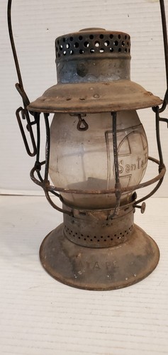 Vintage 10" Santa Fe Railroad Lantern w/Clear Cross Logo Globe & Bellbottom - Picture 9 of 12