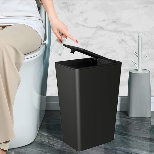 3 Pack Bathroom Small Trash Can with Lid,10L / 2.6 Gallon Slim Garbage Bin Wa... - Picture 7 of 8