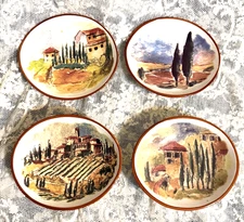 Williams Sonoma Set of 4 Tuscan Italy Hand Painted Small Bowls / Plates 5 1/2"