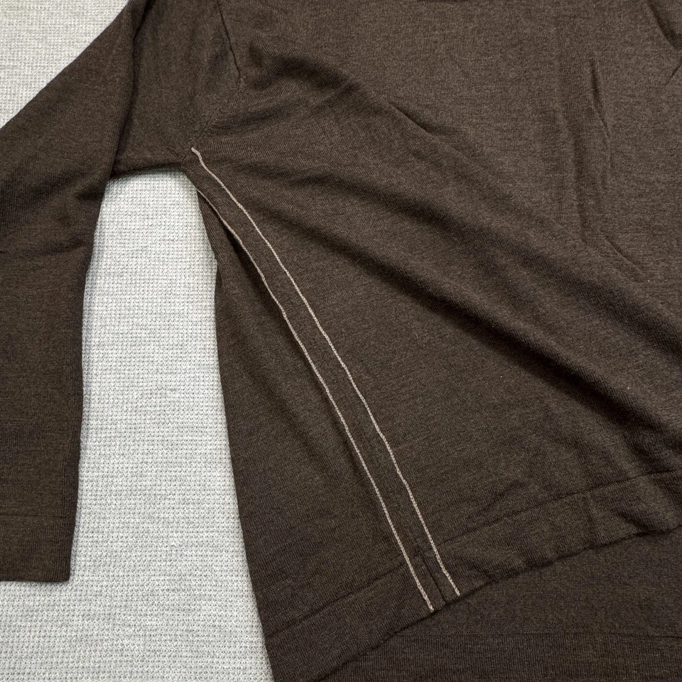 Horny Toad Mens XL Merino Wool Brown Sweater Striped Sides Pullover Long Sleeve - Image 3 of 4