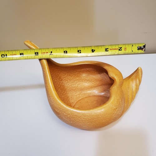 Vintage Hull Pottery USA F479 Shell Cornucopia fioriera vaso ceramica gialla MCM - Foto 8 di 10