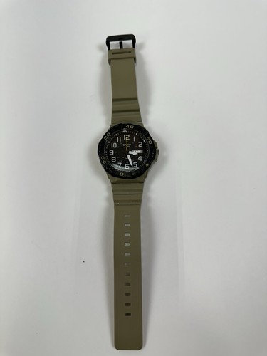 Casio MRW210H-5AV, Oversized Dial, Khaki Resin Band, Day/Date, 100 Meter WR RUNS