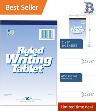 6"x9" Portable Writing Tablet - 100 Wide Ruled Sheets for Effortless Writing