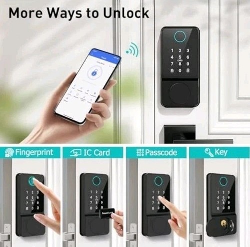 Smart Door Lock Set Keyless Entry Fingerprint Touchscreen Keypad With Handles - Picture 6 of 17