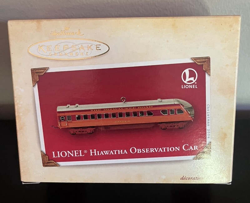 NEW! Hallmark Keepsake 2004 Lionel Hiawatha Observation Car Christmas Ornament