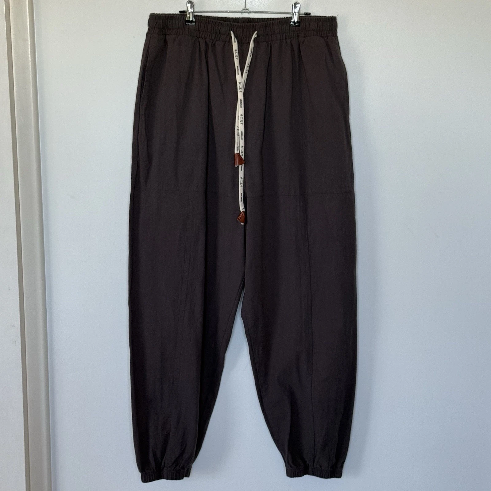 Kidōriman Cotton Jogger Pants Brown XL Elastic Waist