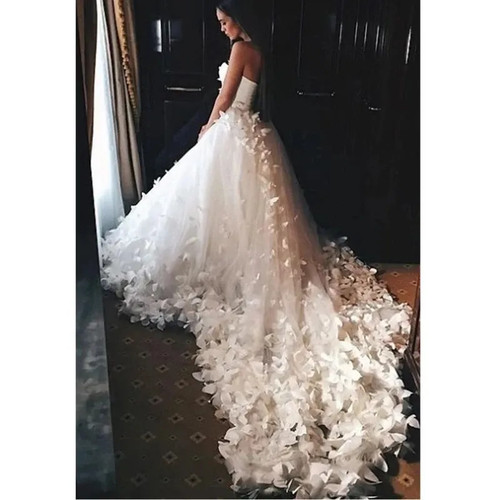 Appliques Butterfly Puffy Ball Gown Bridal Gowns Dubai Wedding Dresses - Picture 5 of 8