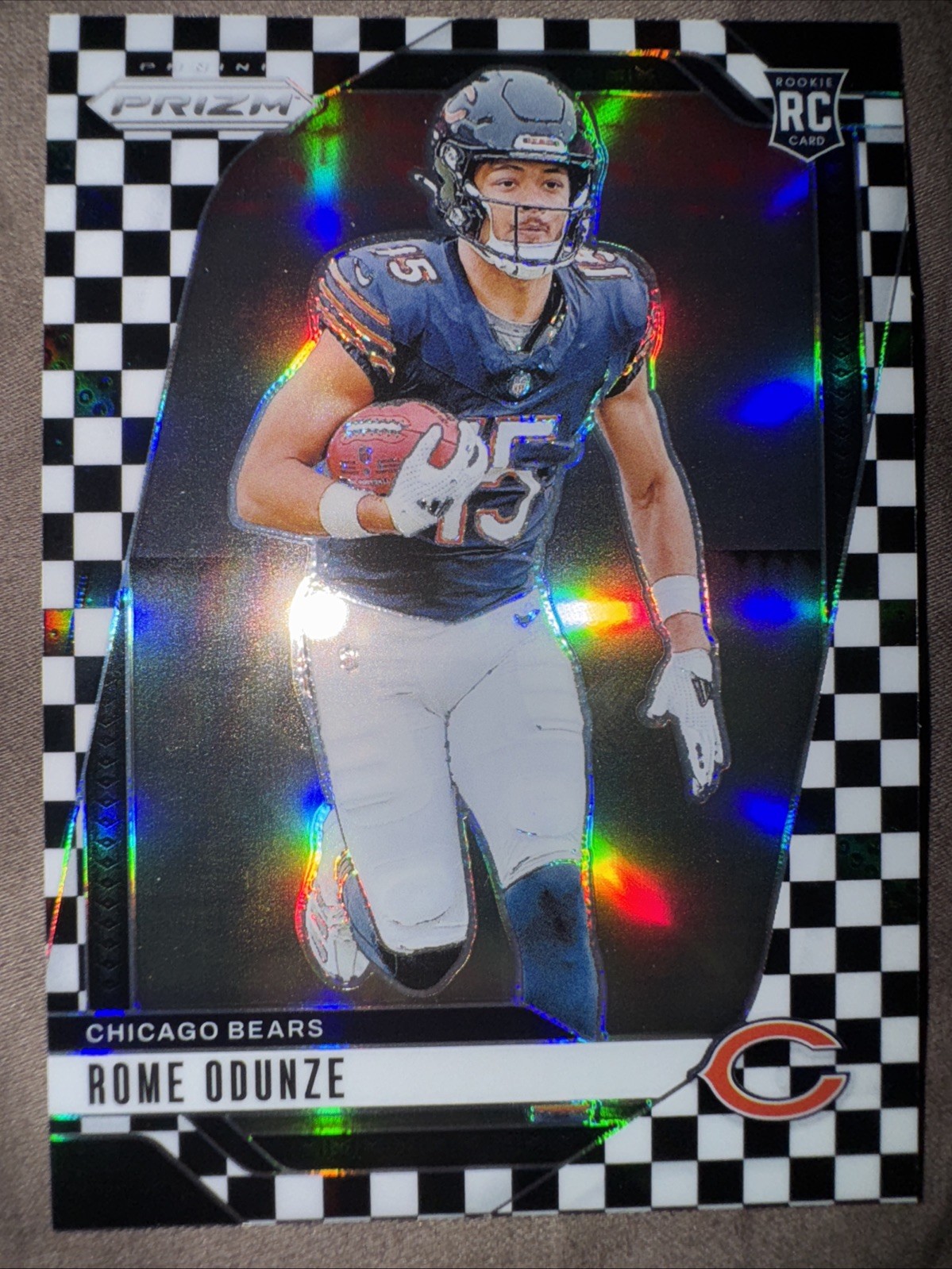Rome Odunze 2024 Panini Prizm #385 Black & White Checkerboard Prizm SP RC