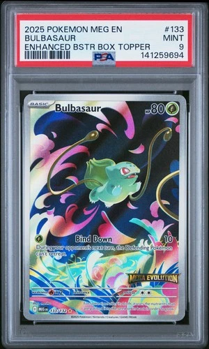 2025 POKEMON MEG EN-MEGA EVOLUTION ENHANCED BOOSTER BOX TOPPER BULBASAUR PSA 9