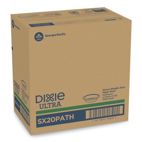 Dixie SX20PATHPK Pathways 20 oz. Paper Bowls - WT/GN/BURG (125/PK) New - Picture 1 of 4