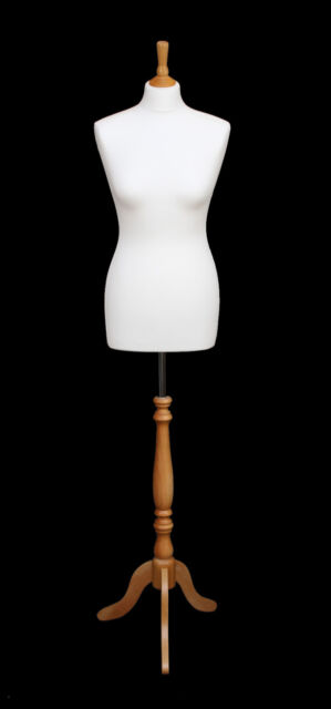 DELUXE FEMALE SIZE 14 Dressmakers Dummy Mannequin Tailor CREAM Bust BLACK Stand