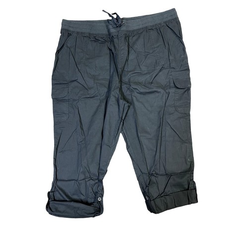 Woman Within Women's Black Convertible Length Straight Cargo Utility Pants - 28W